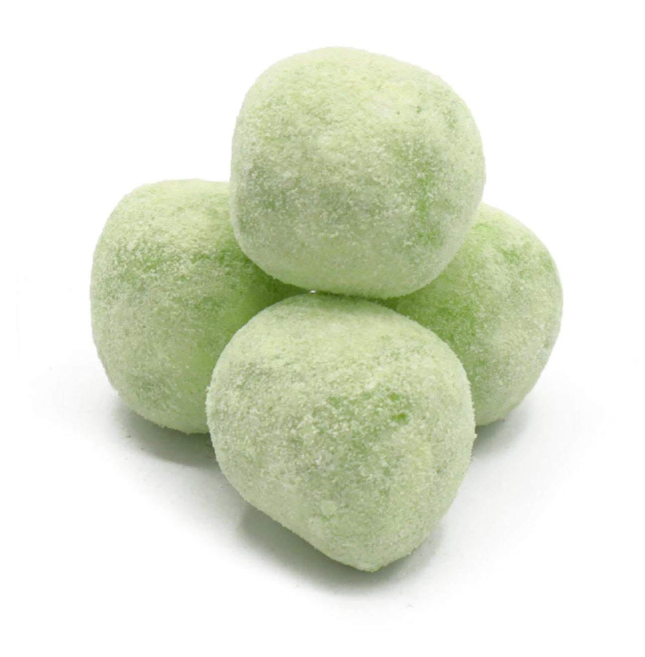 Four apple bon bon sweets on a white background