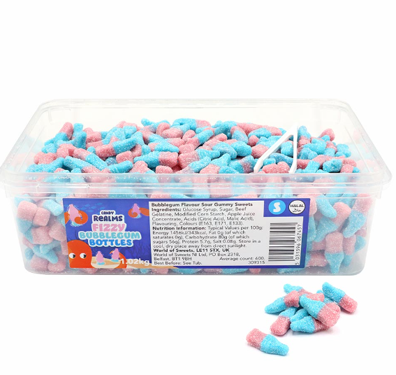 Candy Realms Fizzy Bubblegum Bottles Tub 1.02kg