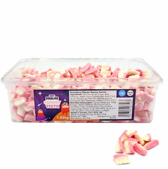 Candy Realms Gummy Teeth Tub 1.02kg