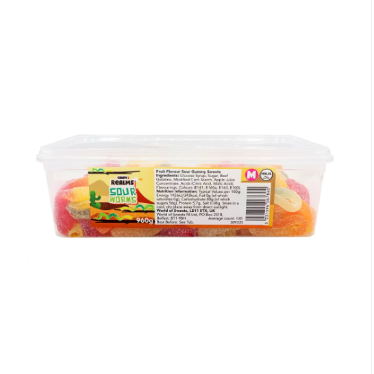 Candy Realms Sour Worms Tub 960g