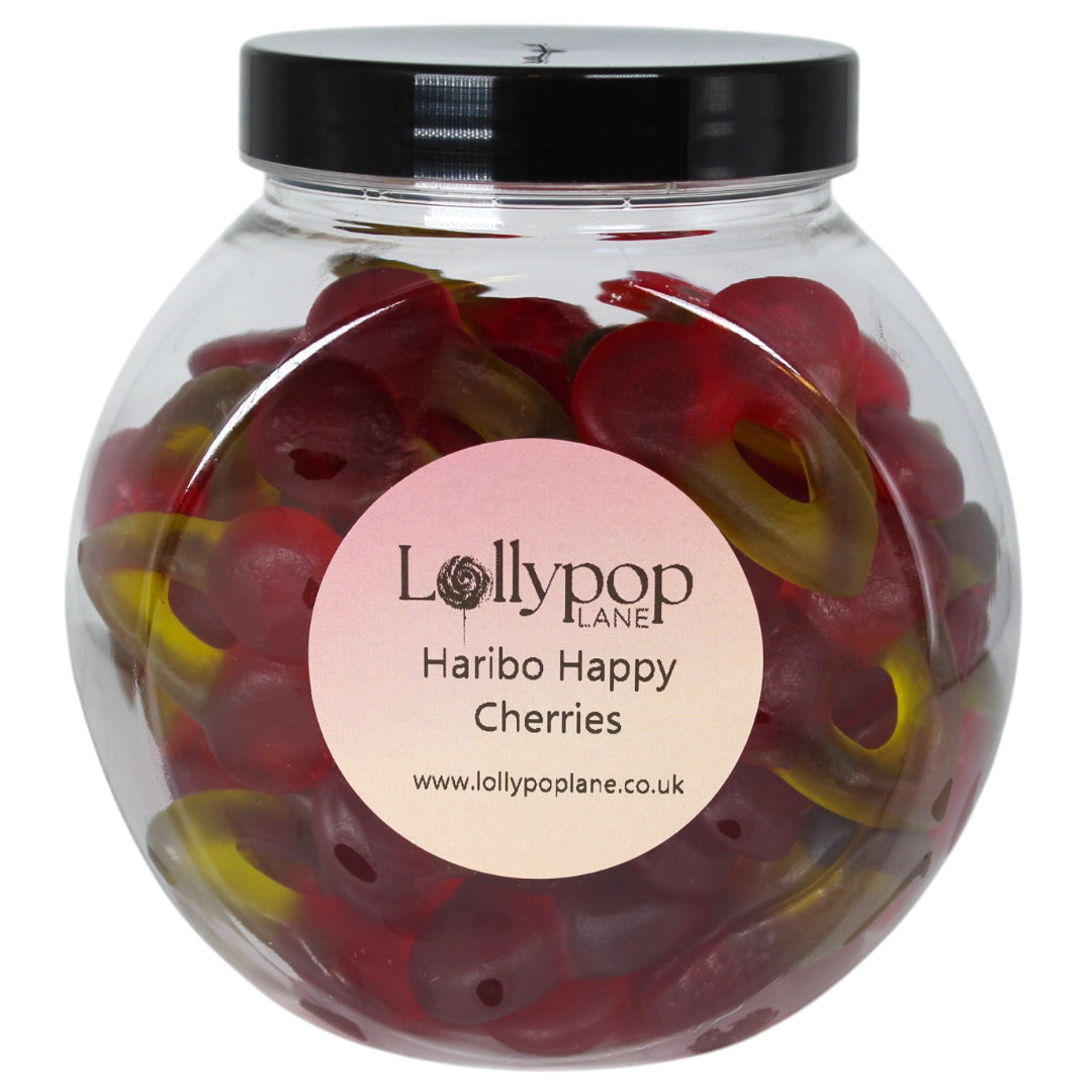 Haribo Happy Cherries Mini Sweet Jar 400g Lollypop Lane haribo-happy-cherries-mini-sweet-jar-400g-lollypop-lane