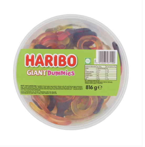 Haribo Giant Dummies Tub 816g
