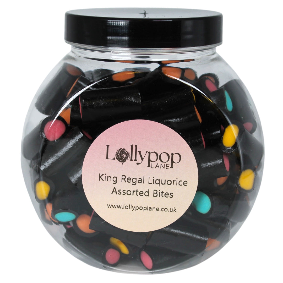 King Regal Liquorice Assorted Filled Bites Sweet Jar - 400g
