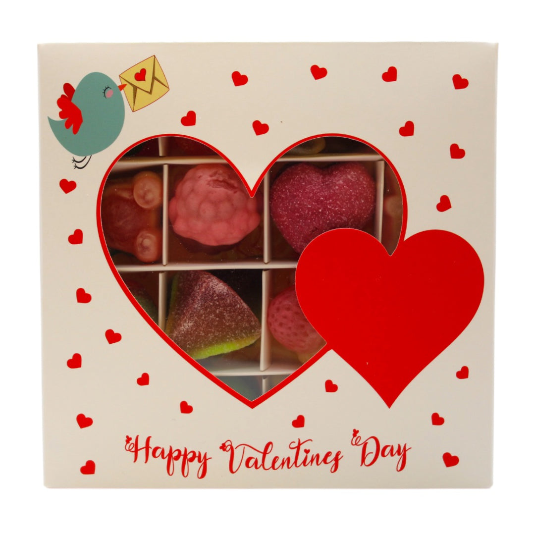 Lollypop Lane Valentine Jelly Filled Sweets Gift Box (16 Sweets) on a white background.