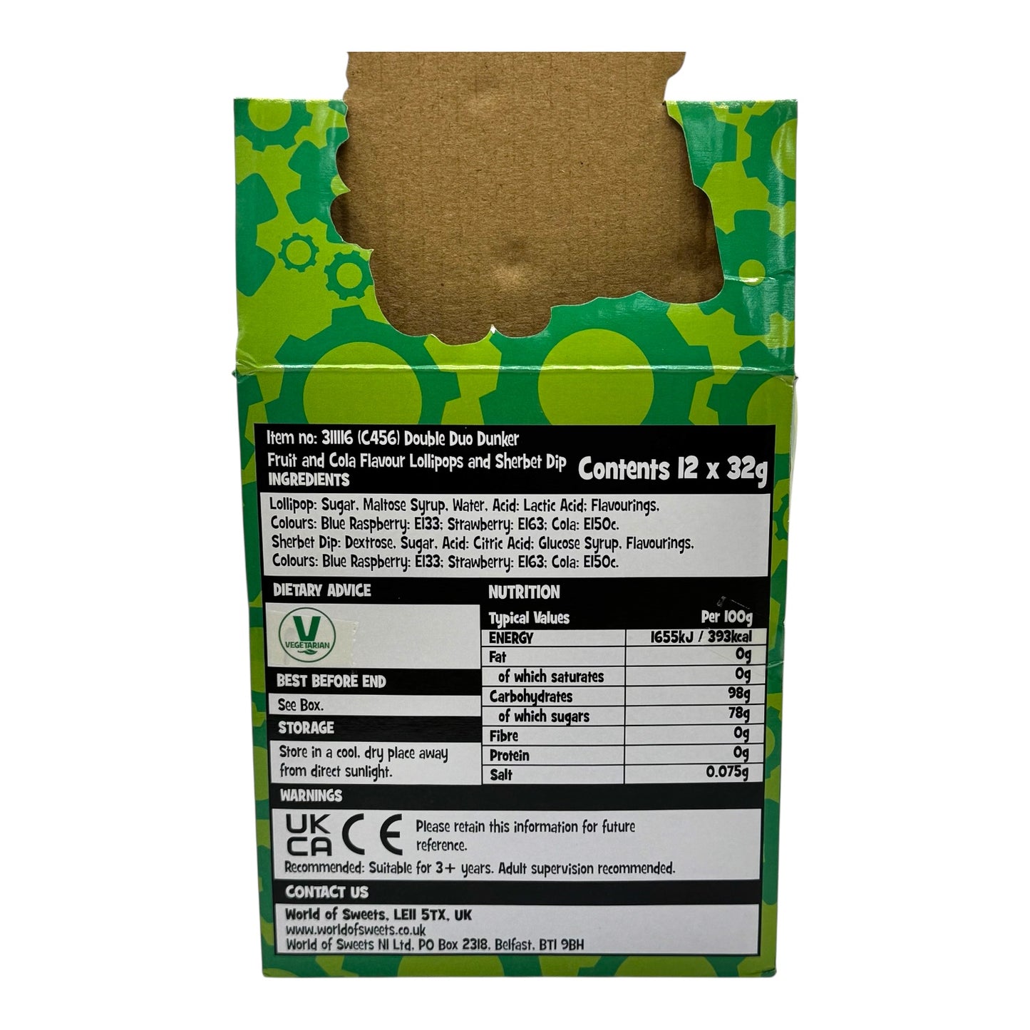 Double Duo Dunker Fruit flavour lollipop & sherbet dip 32g