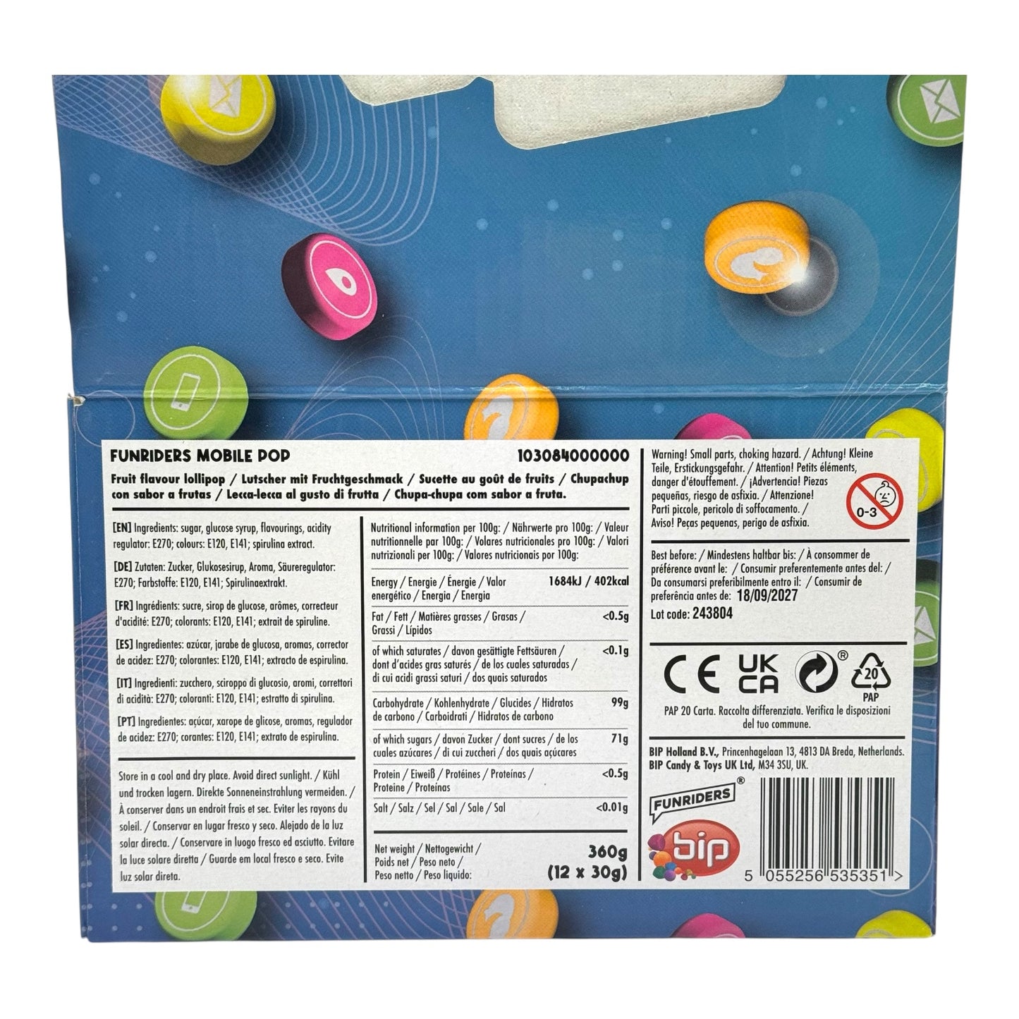 Mobile Pop Fruit flavoured lollipops 30g