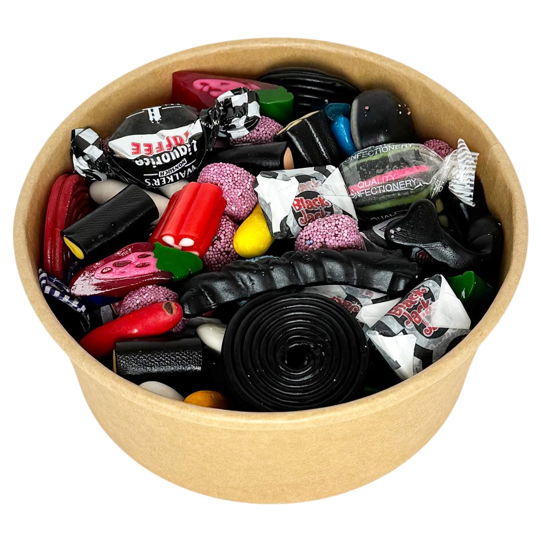 Lollypop Lane food bowl containing 500g of liquorice mix