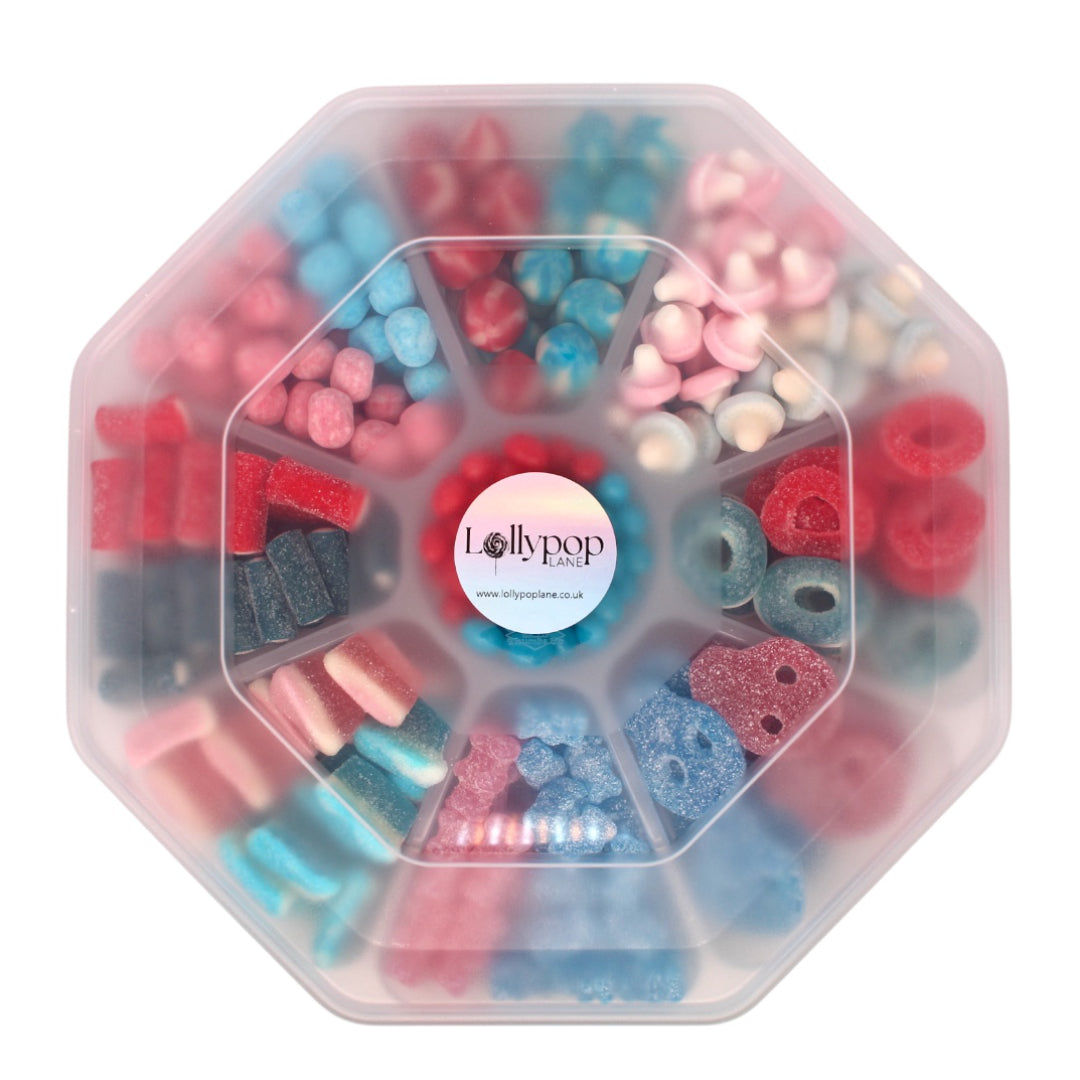 His & Her's Sweet Platter with lid on displaying the Lollypop Lane Logo