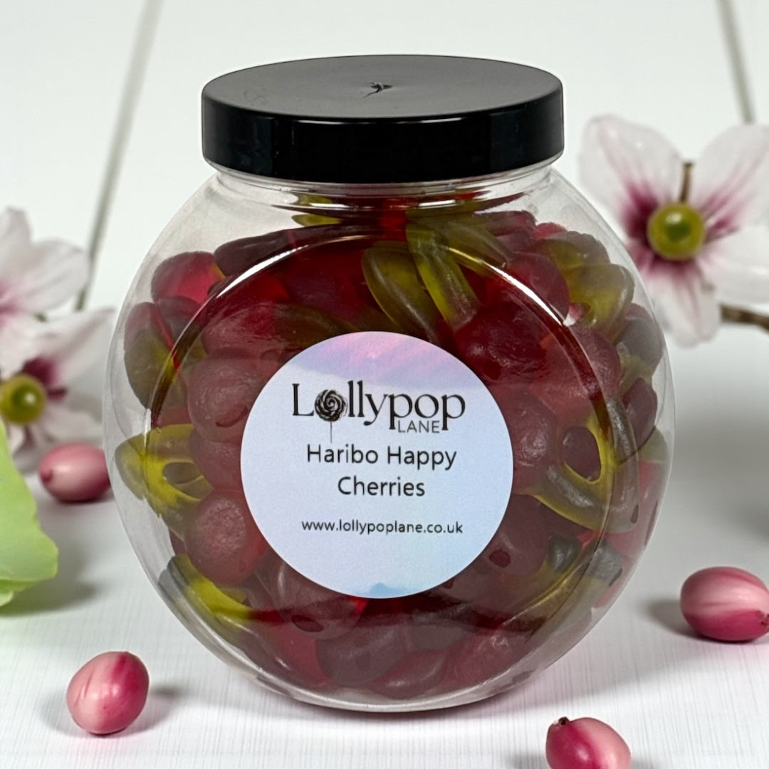 Haribo Happy Cherries Mini Sweet Jar 400g Lollypop Lane haribo-happy-cherries-mini-sweet-jar-400g-lollypop-lane
