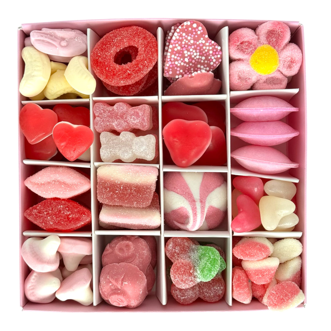 Pick n Mix Pink Sweets - Happy Birthday Gift Box Gold Logo 500g Open Box