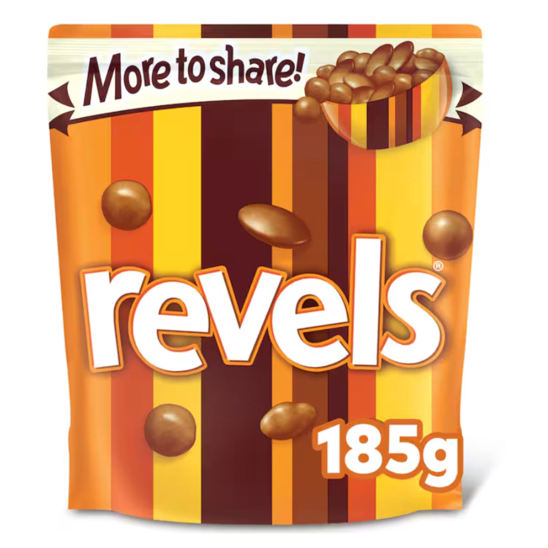 Revels Milk Chocolate with Raisins Coffee or Orange Bites Sharing Pouch Bag 185g