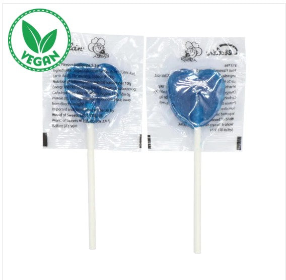 Blue Raspberry Heart Lollipops 5.2G Qty 10