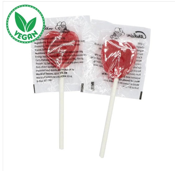 Cherry Heart Lollipops Qty 10