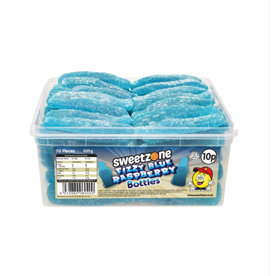 Sweetzone Giant Fizzy Blue Raspberry Bottles Tub