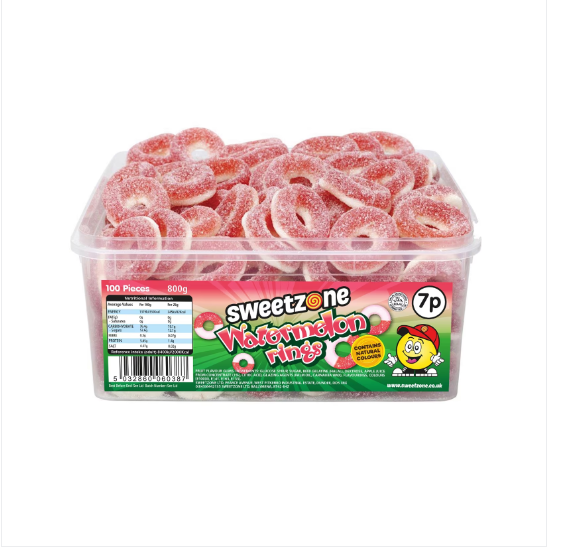 Sweetzone Watermelon Rings Tub 800g