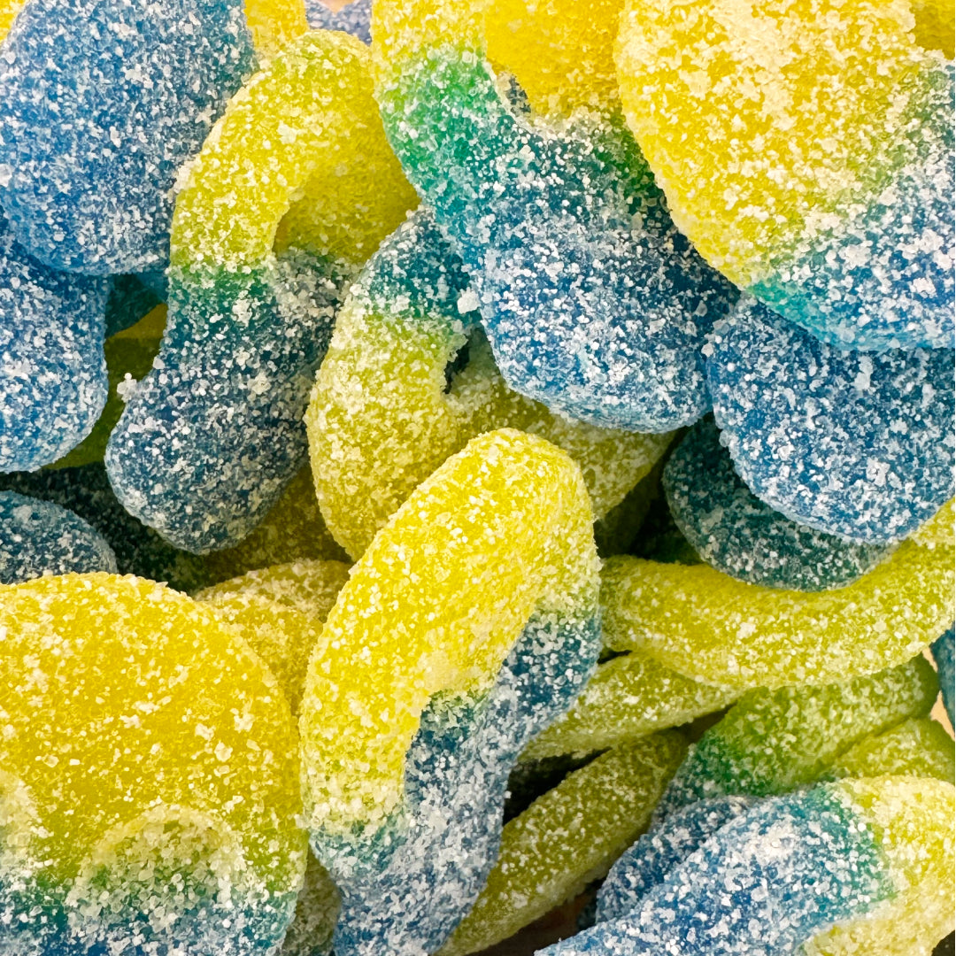 Vegan Fizzy Blue Yellow Skulls