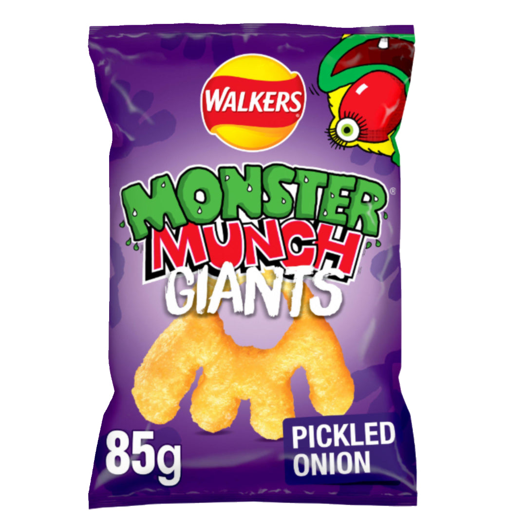 Walkers Monster Munch Giants Pickled Onion Sharing Snacks Crisps 85g