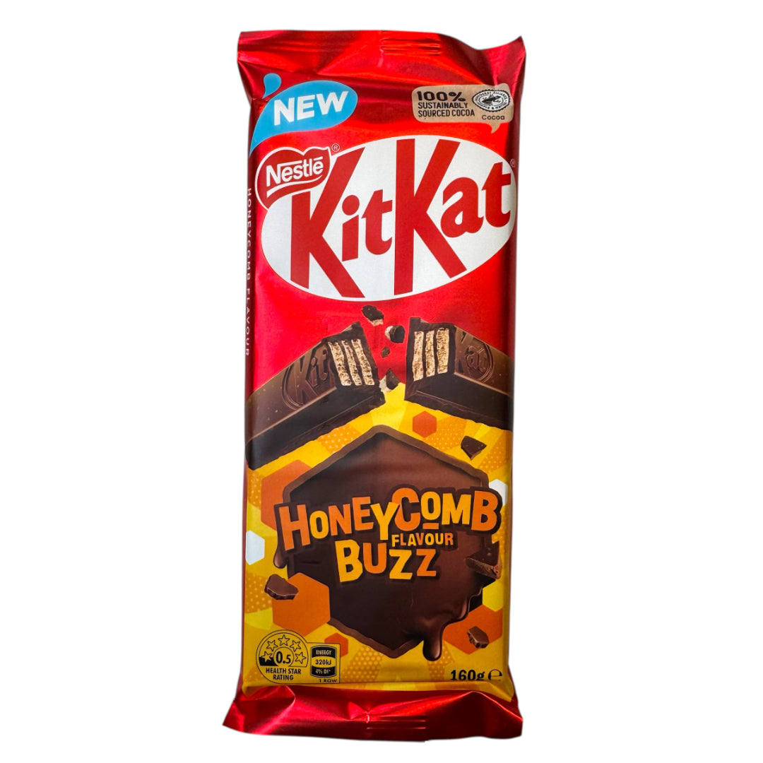 KitKat Honeycomb Flavour Buzz chocolate bar packaging on a white background