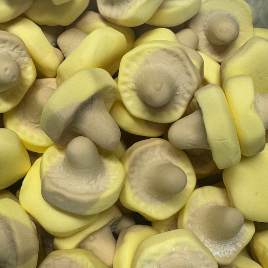 Banana & Caramel Foam Mushrooms Pick n Mix Sweets 