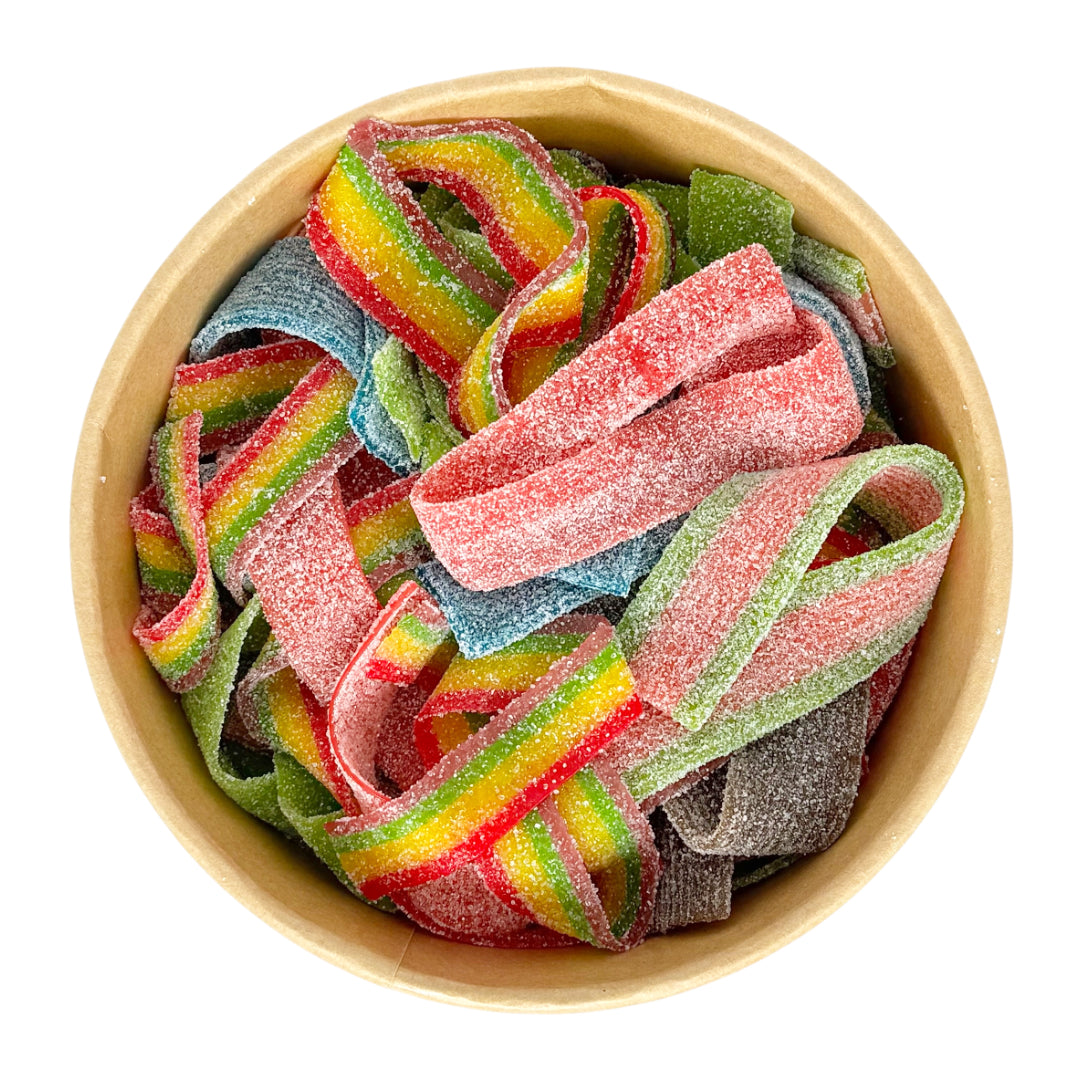 Lollypop Lane food bowl filled with a mix of candy belts