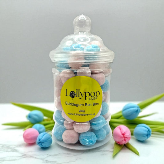 Bubblegum Bon Bon Victorian Jar 250g with personalised label