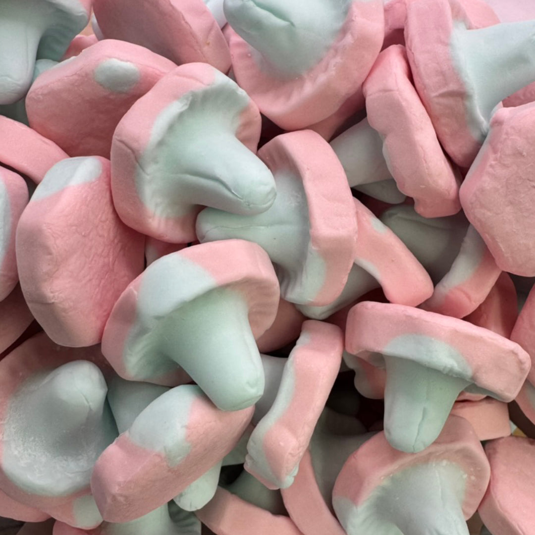 Franssons Bubblegum Mushrooms close up.