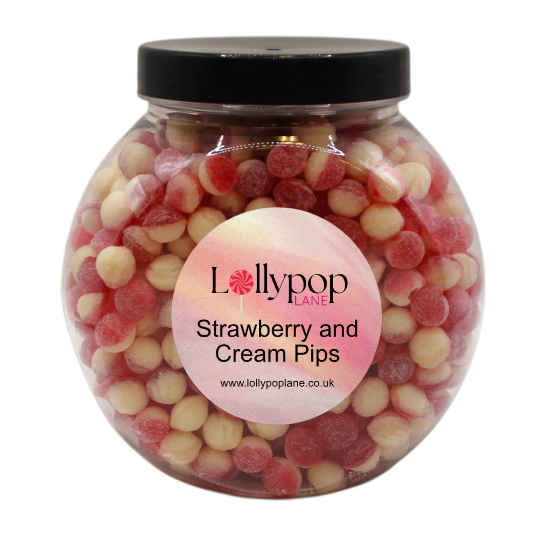 Lollypop Lane Strawberry And Cream Pips Mini Sweet Jar