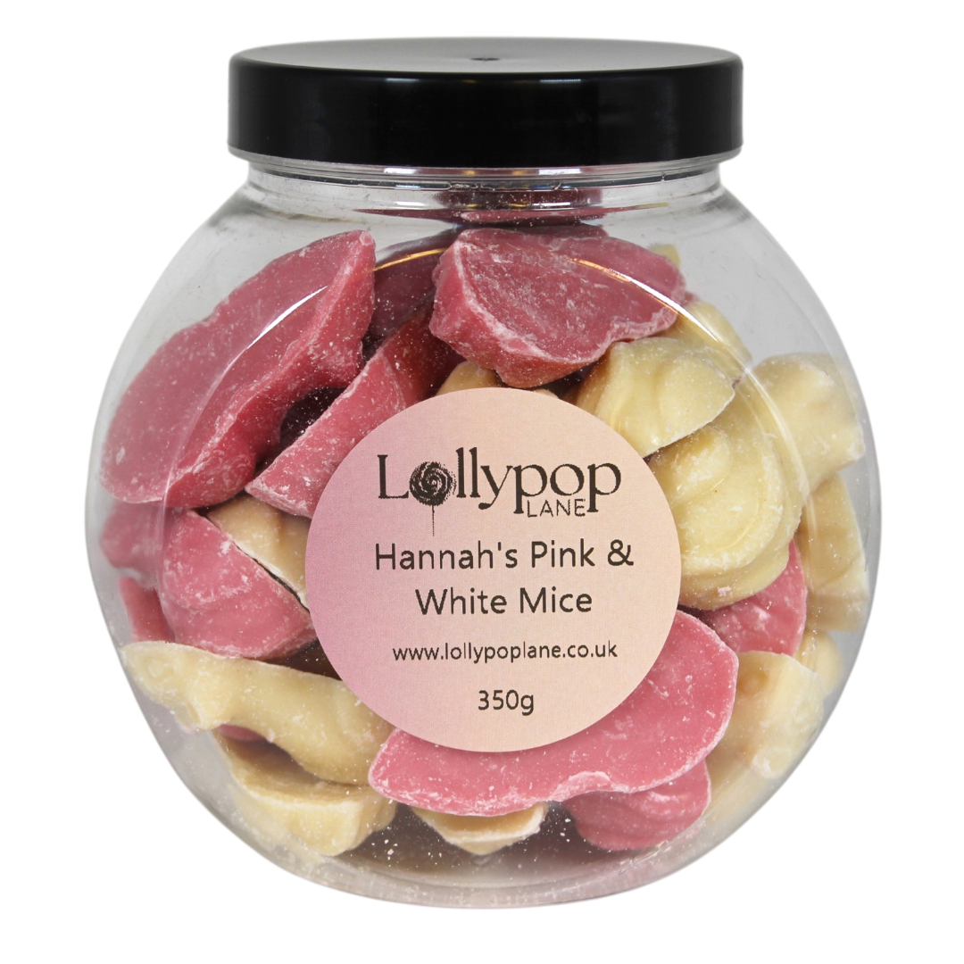 Hannah's Pink & White Mice Mini Sweet Jar - 350g