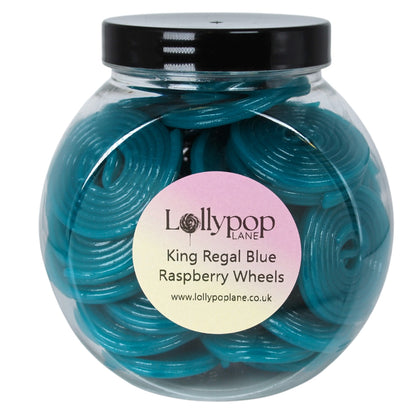King Regal Blue Raspberry Liquorice Wheels Mini Sweet Jar - 400g