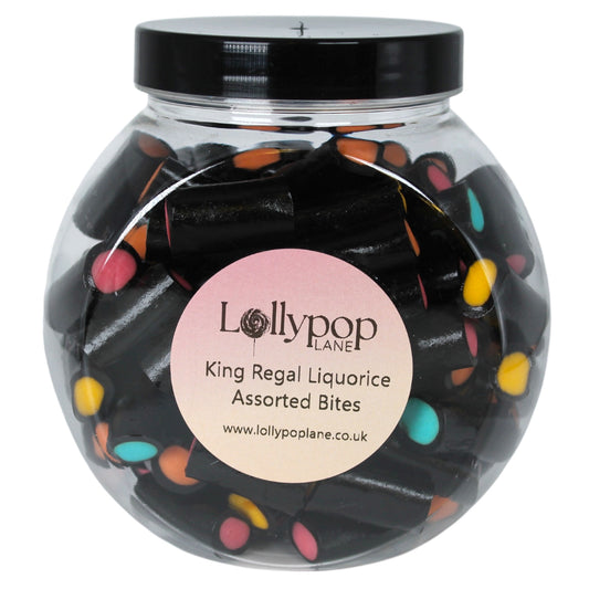 King Regal Liquorice Assorted Filled Bites Sweet Jar - 400g
