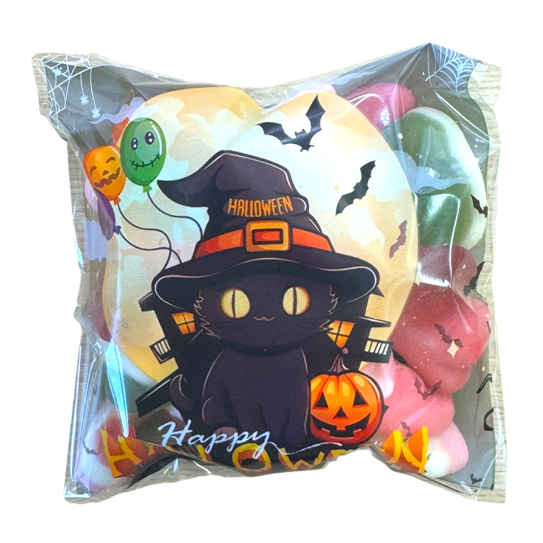 Lollypop Lane Halloween witch themed sweet bag filled with spooky sweet treats.