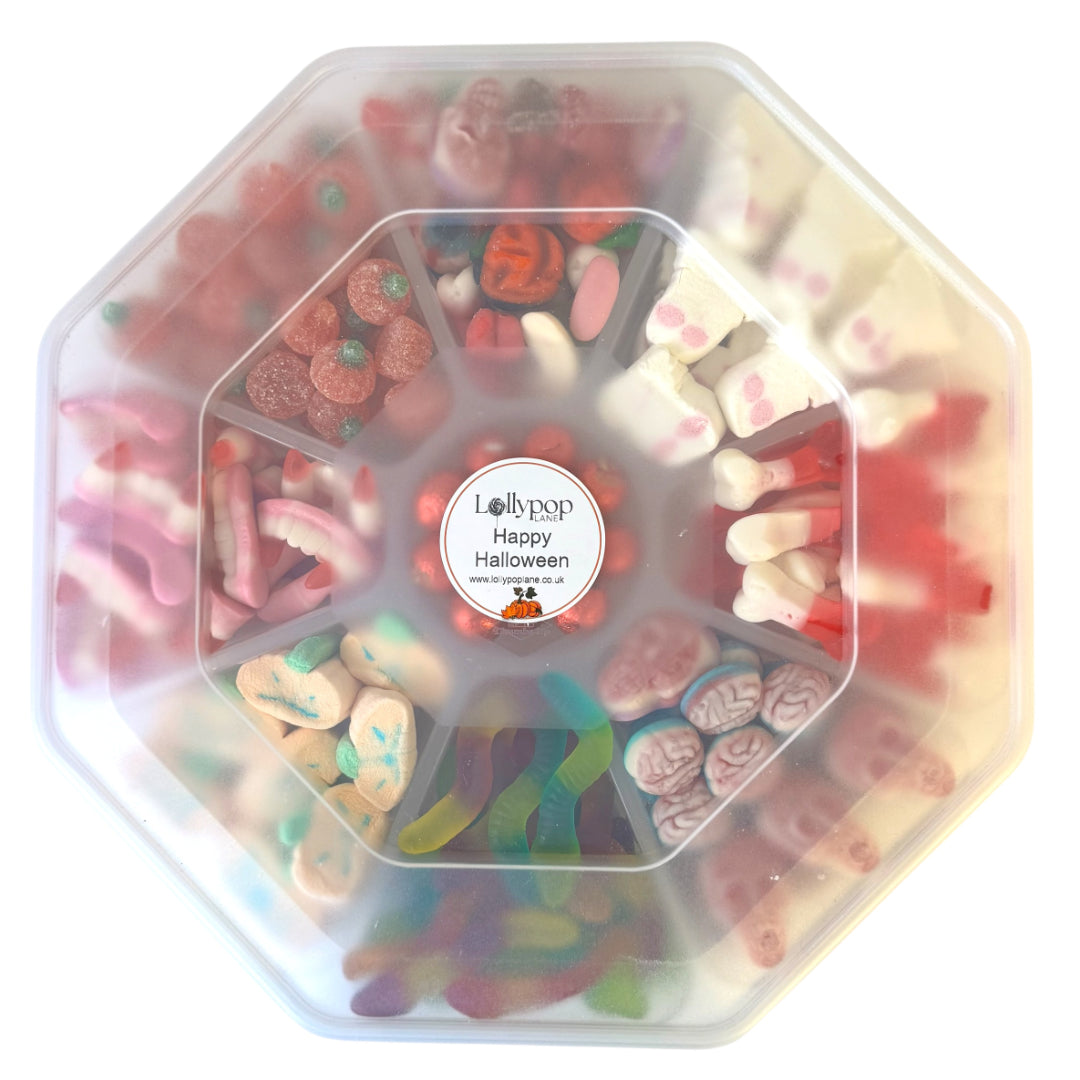 Lollypop Lane Spooky Halloween Sweet Platter with lid on.