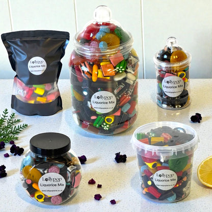 Lollypop Lane liquorice collection of jars, buckets and pouches