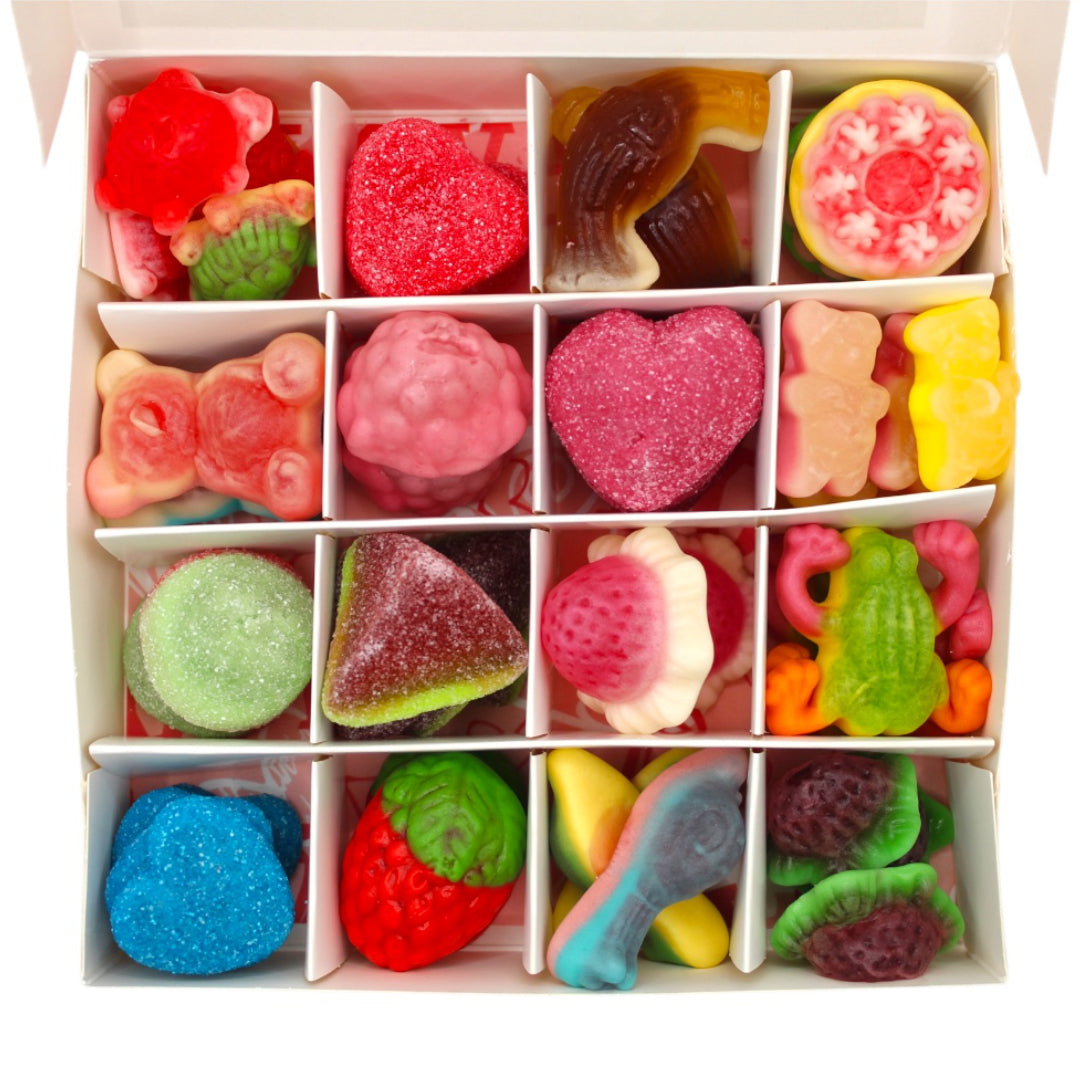Lollypop Lane Valentine Jelly Filled Sweets Gift Box (16 Sweets) on a white background.