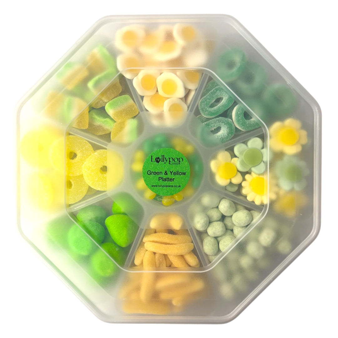 Yellow and Green Pick n Mix Sweet Platter