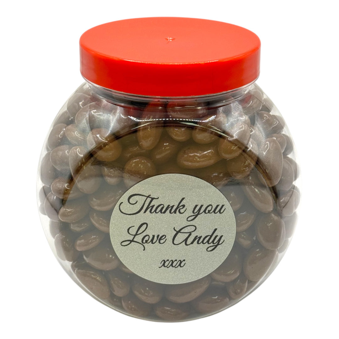 Lollypop Lane Create and Personalise your Mini Sweet Jar filled with chocolate raisins on a white background