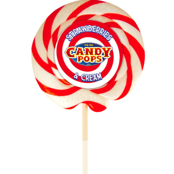 Large Strawberry & Cream Wheel Lolly - Lollypop Lane