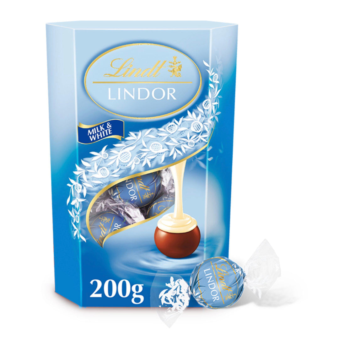 Lindt Lindor Milk & White Chocolate Truffles Box 200g