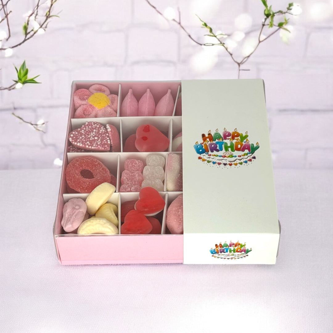 Pick n Mix Pink Sweets - Happy Birthday Gift Box Colourful Logo 500g