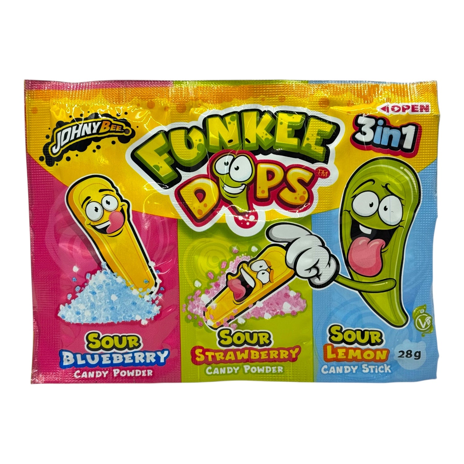 Funkee Dips 3 in 1 Sour Blueberry, Sour Strawberry and Sour Lemon Candy Powder 