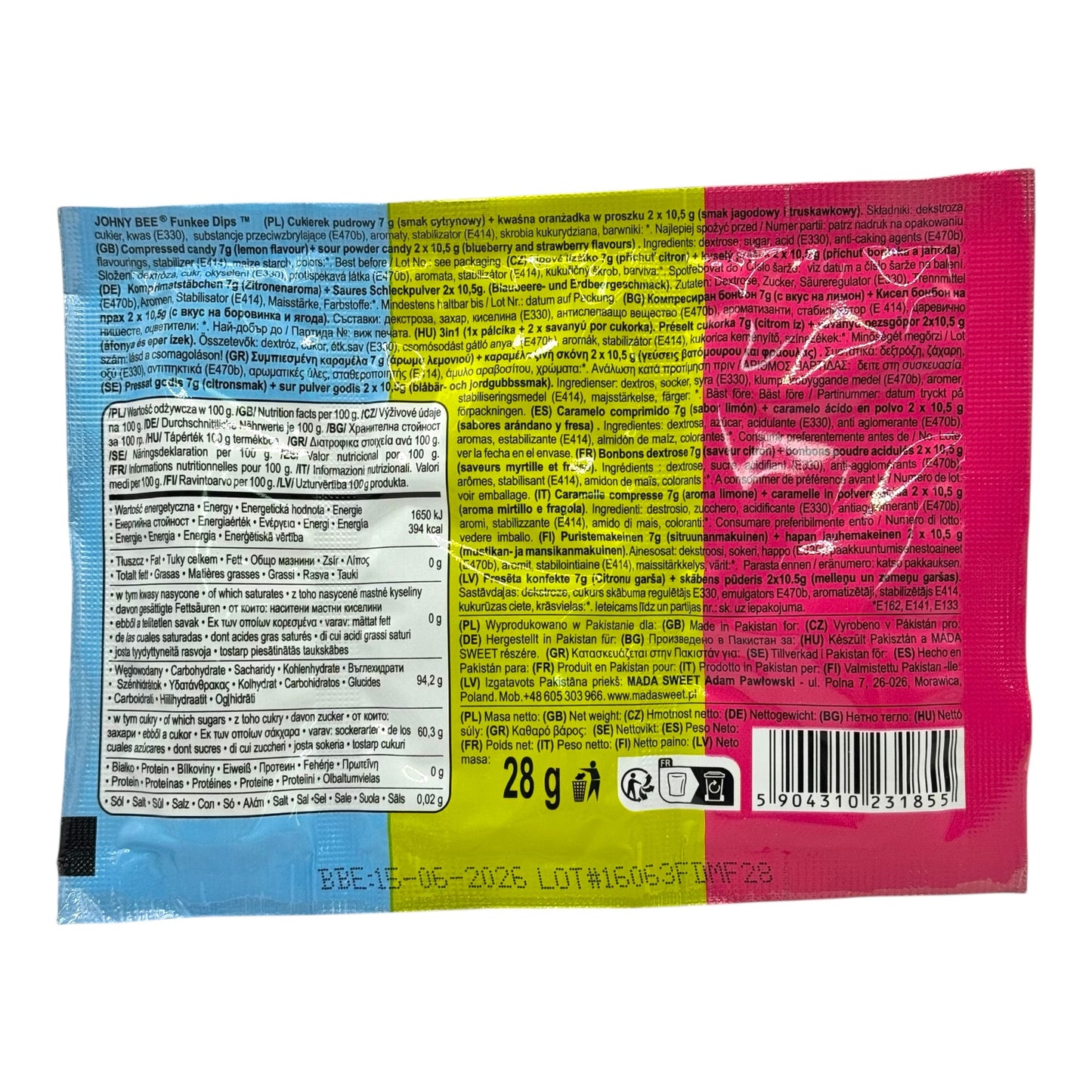 Funkee Dips 3 in 1 Sour Blueberry, Sour Strawberry and Sour Lemon Candy Powder 