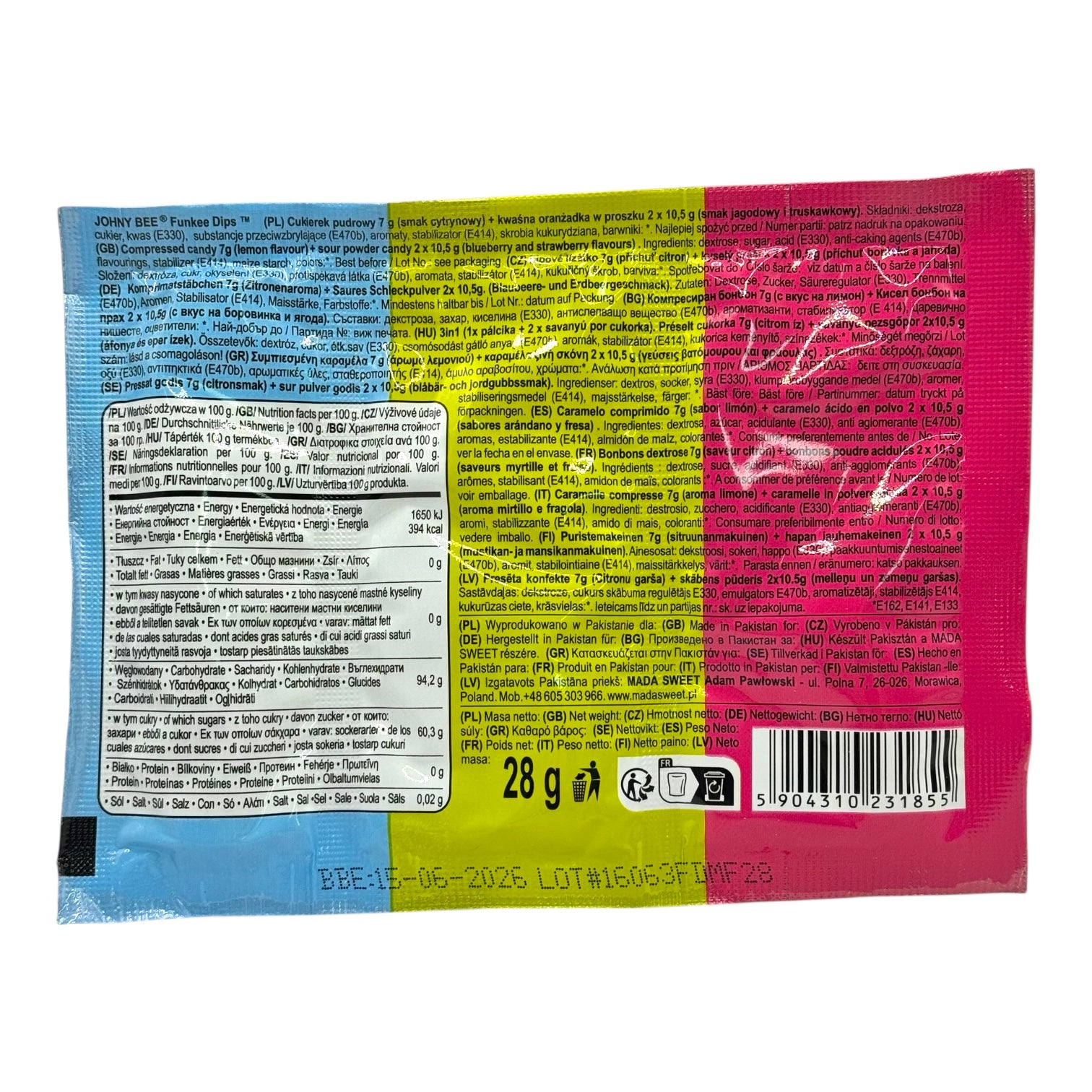 Funkee Dips 3 in 1 Sour Blueberry, Sour Strawberry and Sour Lemon Candy Powder 