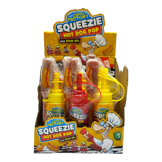 Crazy Candy Factory Squeezie Hot Dog Lolly Pop Qty 1 80g