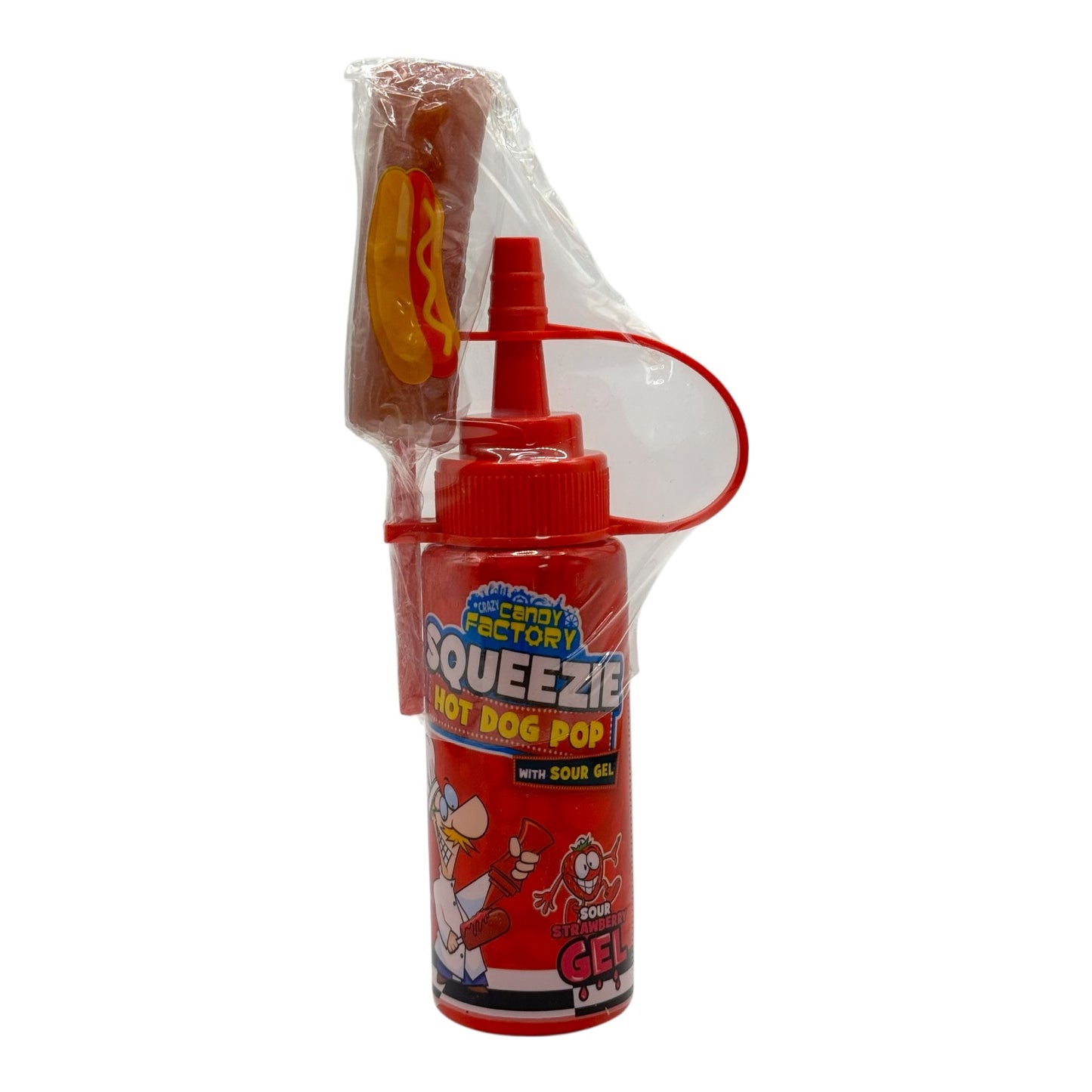 Crazy Candy Factory Squeezie Hot Dog Lolly Pop Qty 1 80g