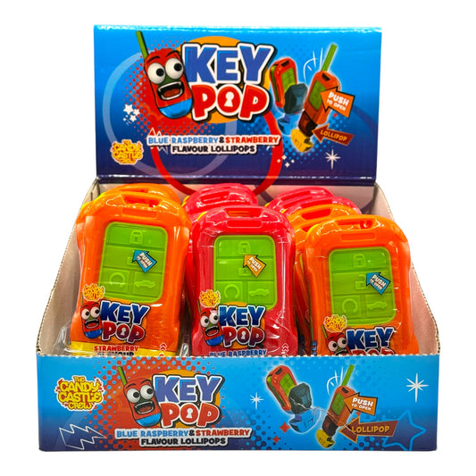 Key Pop Blue Rasp & Strawberry  Lollipops 10g qty 1