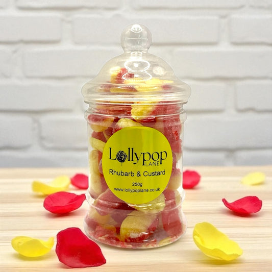 Rhubarb & Custard Victorian Jar 250g with personalised label