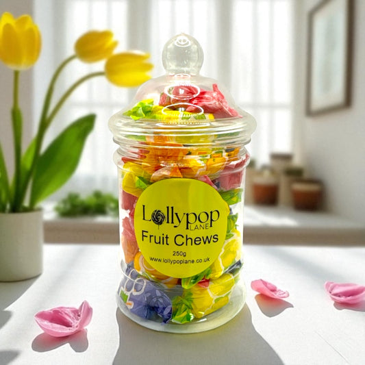 Assorted Fruit Chews Victorian Jar 250g with personalised label