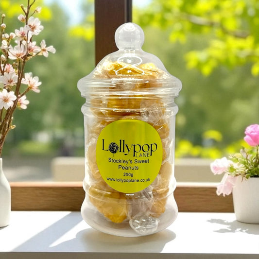 Stockley's Sweet Peanuts Victorian Jar 250g with personalised label