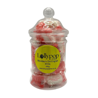 Stockley's Old English Mints Victorian Jar 250g on white background