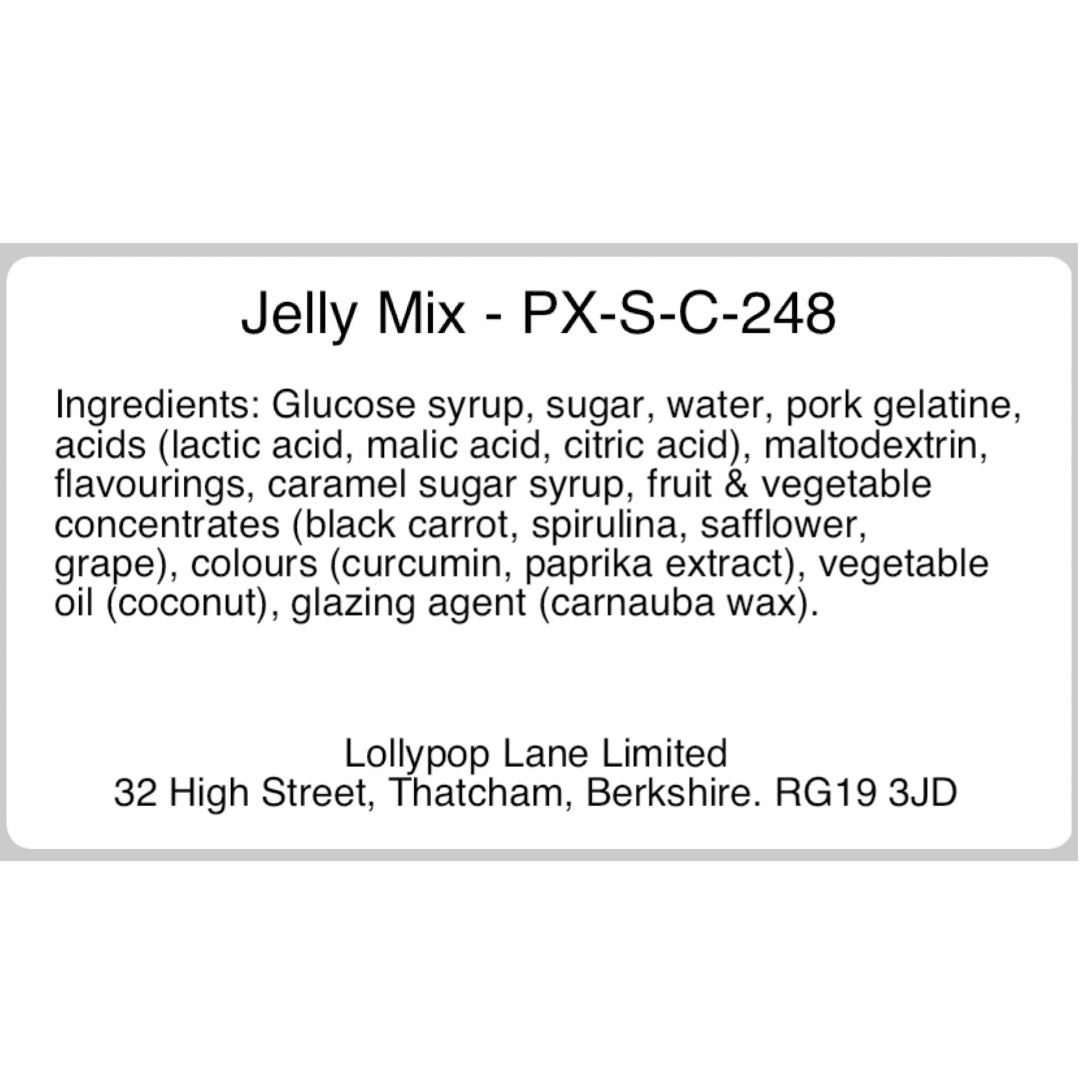 Lollypop Lane Jelly Mix 500g Bowl ingredients label